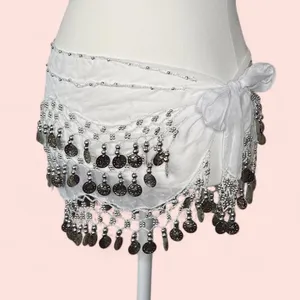 Belly Dancing Hip Scarf Wrap Skirt White thumbnail 3