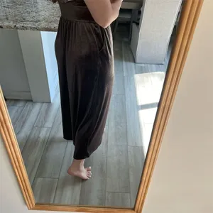 Loveriche Women's Velvet Wide-Leg Jumpsuit Medium Chocolate Brown thumbnail 4