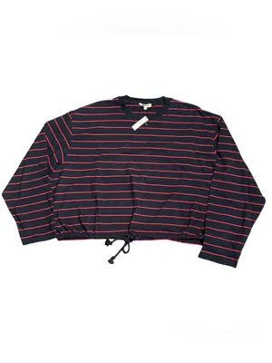 Madewell women’s The Perfect Tie-Waist Tee Jersey navy red stripe Size L NWT thumbnail 4
