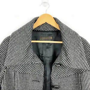 Zara wool retro jacket with big buttons gray and black pattern, wide sleeves M thumbnail 5
