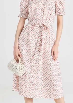 English Factory White and Red Floral Midi Dress thumbnail 1