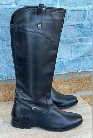 Frye Melissa Button Black Leather Knee High Riding Boots. 8.5 B thumbnail 1