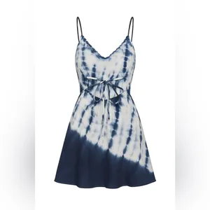 Xhilaration Navy and White Tie-Dye Dress thumbnail 2