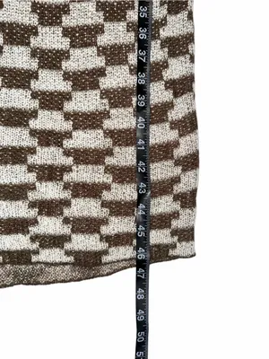 Lisa Says Gah Mafalda Wool Mohair Blend Checker 3/4 Sleeve Knit Midi Dress M/L thumbnail 6