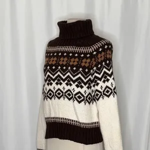 AMERICAN EAGLE‎ Fairisle Snowdrift Turtleneck Sweater Cropped Fair Isle Small thumbnail 6