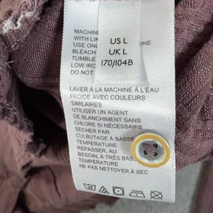 Pilcro Anthropologie Mauve Puff Sleeve Cardigan Women's Large Ribbed Stretch thumbnail 9