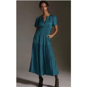 Anthropologie The Somerset Silky Satin Tiered Midi Dress in Size XS thumbnail 3