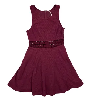 Free People Dress Womens 6 Burgundy Cut Out Daisy Waist‎ Lace Skater Sleeveless thumbnail 1
