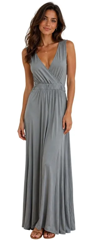 Lulus Surplice Neck Sleeveless Jersey Maxi Dress in Dusty Mint size XS NWT thumbnail 1