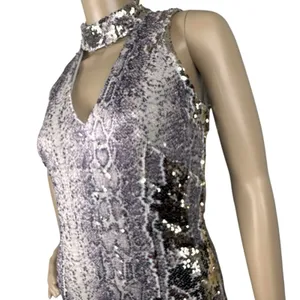 Fab'rik Bodycon Sequins Snakeskin Mini‎ Dress Sz S Cocktail Party Club Sexy Date thumbnail 2