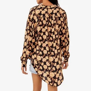 Free people Mia tunic Women's Black and Tan‎ Patterned Top small thumbnail 3