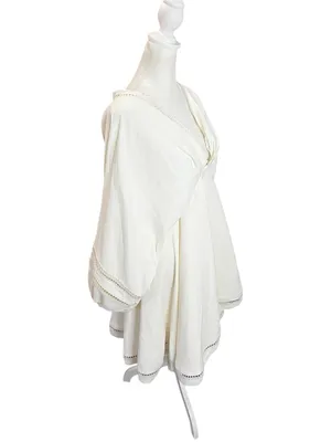 NWT Sachin Babi Caden Ivory Bridal Babydoll Mini Dress Balloon Sleeve L thumbnail 4