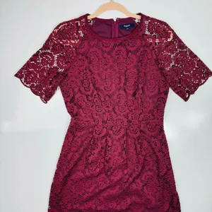 Madewell Lace Magnolia Shift Mini‎ Dress Burgundy Size 4 thumbnail 4