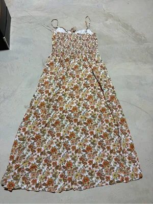 Hollister Floral Smocked Sundress in White and Orange small thumbnail 7