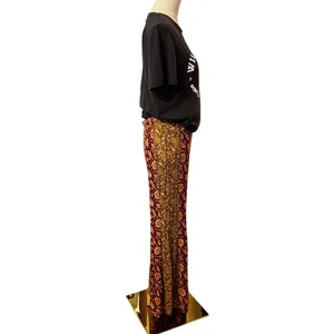 Free People Bali Wide Leg Flare Pants Wine Floral Patchwork Boho Size S thumbnail 2