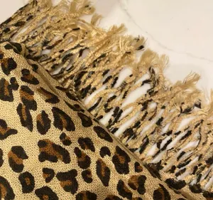 NWOT Leopard Lightweight Wrap Scarf Brown Tan Black Fringe Mob Wife thumbnail 3
