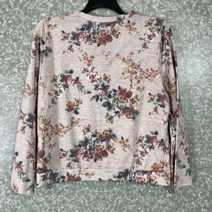 Gypsies & Moondust Pink Floral Neck Cutout Sweatshirt - Size Large - Lightweight thumbnail 7