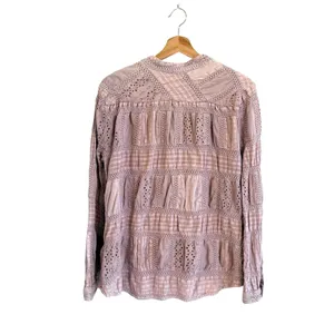 Dylan Womans Boho Patchwork Top Size M Cottage Prairie Victorian Crochet Lilac thumbnail 3