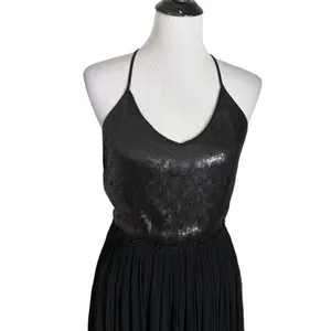 Chan Luu Sequin Puri Maxi Dress Womens XS Black Open Back Formal Chiffon Gown thumbnail 10
