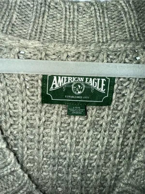 American Eagle V-Neck Chunky Knit Sweater - Grey thumbnail 3