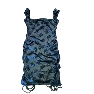 NWT Motel Rocks Sinora Bodycon Mini Dress Black Rose Flock Size Large $82 Ruched thumbnail 3