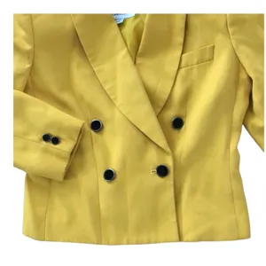 Vintage PETITE SOPHISTICATE yellow double breasted power blazer size 2 thumbnail 5