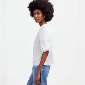 Women’s Madewell Puff-Sleeve Tee White Size Small NWT #NT331 thumbnail 2