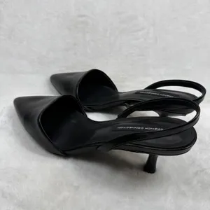 French Connection Womens Black Pointed Toe Slingback Kitten Heels Pumps Size 8.5 thumbnail 7