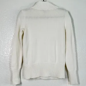 J.Crew XS Sweater Mockneck center cable-knit Ivory Fisherman Sweater 100% Cotton thumbnail 4