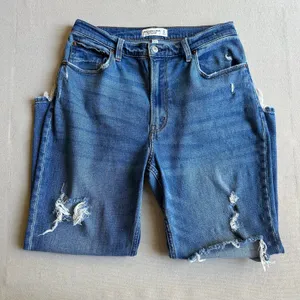 Abercrombie & Fitch Distressed Curve Love Ultra High Rise Straight Jean thumbnail 2
