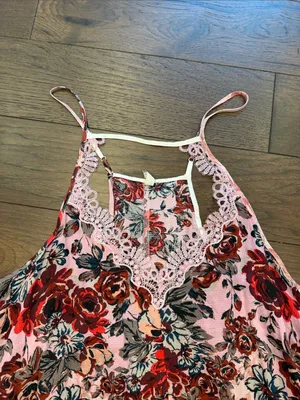 Intimately by Free People Floral Haze Lace Trim Mini Slip Dress Large - C61-105 thumbnail 5