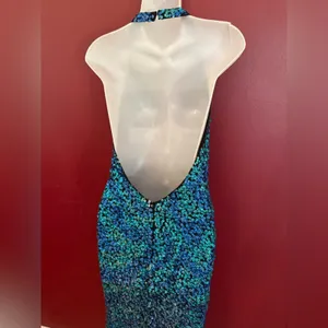 Y2K Mermaidcore sequin halter dress Green thumbnail 6