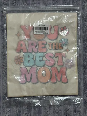 Cream Canvas Mom Tote with Retro Rainbow Text Pink thumbnail 2