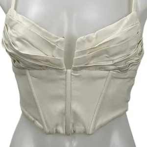 Princess Polly Beige Sleeveless Cami Pleated Bustier Corset Crop Top Size S thumbnail 2