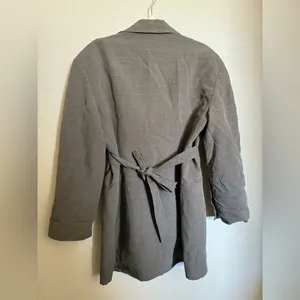 Zara Belted‎ Plaid Blazer Coat Sz Large Brown Grey thumbnail 10