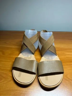 Sorel Ella Strappy Leather Ankle Strap Elastic Tan Beige Sandals Casual 6.5‎ thumbnail 2