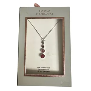 Believe by Brilliance Silver Plated Pink Crystal Drop Necklace – NIB thumbnail 8