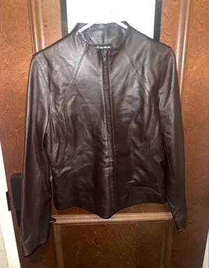 Vintage Brown Faux Leather Jacket by Revue Size 8 thumbnail 1