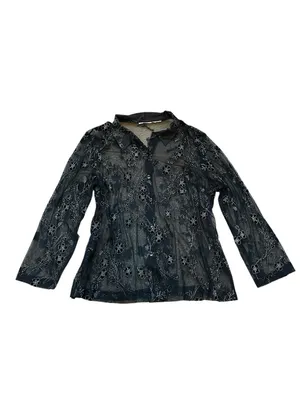 Womens Semi Sheer Velvet Floral Burnout Blouse Dark Romantic Fairy Whimsigoth thumbnail 4