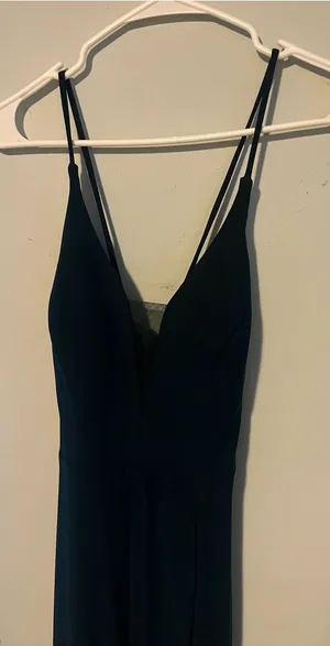 Elegant Dark Green Strapless-Inspired Evening Dress with Double Spaghetti Straps thumbnail 1