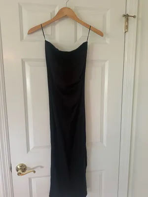 ZARA Strapless Midi Dress Black thumbnail 3