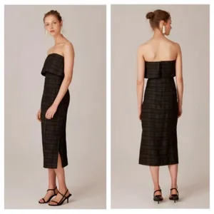C/ MEO Collective Black Strapless Side Slit Plaid Refresh Cocktail Dress Size M thumbnail 11