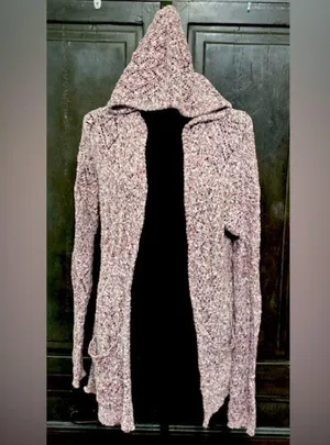 Mudd purple/cream cardigan sweater- size large thumbnail 1