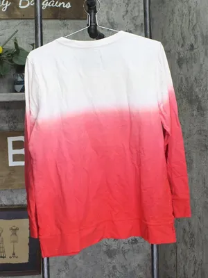 Denim & Co. French Terry Dip Dye Tunic Pullover Top A688734 Cardinal Red PL thumbnail 2