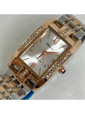 Chenxi women’s gold silver tone date watch rhinestones 23mm up to 8” running thumbnail 2