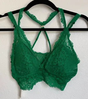 NWT AERIE Padded Lace‎ Strappy Bra in Alpine Green thumbnail 1