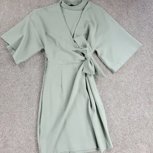 ASOS Womens Dress 4 Mint Green Textured Wrap V Neck Plunge Kimono Tie Waist thumbnail 5