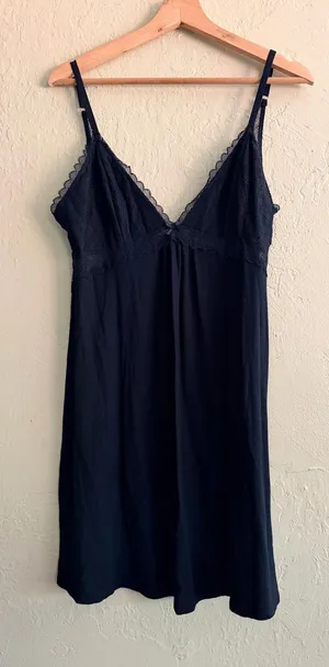 stars above Black Lace-Trim Slip Chemise thumbnail 1