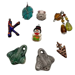 Artisan Pendant Lot 8pc Ceramic Stingray Dichroic Glass K Arrowhead Stone Charm thumbnail 1