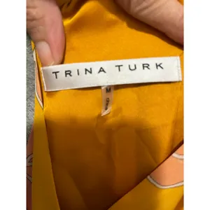 Trina Turk Yellow Floral Halter Maxi Dress Tiered Resort Boho Women’s Medium thumbnail 5